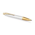 PARKER IM Ballpoint Pen | Premium Pearl Lacquer with Gold Trim | Medium Point with Blue Ink Refill | Gift Box