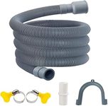 Dishwasher Washing Machine Replacement Hoses, 6.5ft Washer Drain Hose Extension Kits Flexible Corrugated Drain Hose for Washing Machine with 1 Adapter1 U-Bend Holder 2 Hose Clamps