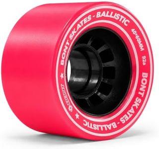 Bont Ballistic Roller Skate Wheels with Bearings, Indoor Outdoor Quad, 60x40mm 92A, Pack of 8, Pink