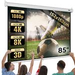 Jago® Projector Screen - Manual Pulldown, Retractable, 16:9/4:3/1:1, HD 4K 3D - Cinema Screen, Projection Screens, Outdoor Movie Screen, Garden Projector Screen (152x152 cm - 85")