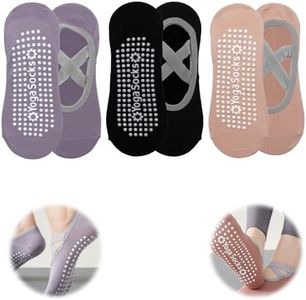 3 Paia Calzini Pilates per Yoga, Yoga Chaussettes Antidérapantes, Chaussettes de Yoga pour Barre Danse Ballet Fitness Sport