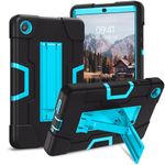 DUEDUE Case for Lenovo Tab M8 4th Gen 2023 Kickstand Heavy Duty Hard Cover Shockproof Full Body Protective Tablet Case for Lenovo M8 4th Gen 8 inch Tablet (TB-300FU/TB-300XU) Black/Blue