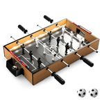 Goplus Foosball Table, 20 Inch Mini Soccer Game Table with LED Lights, 2 Footballs, Non-Slip Handle, Indoor Portable Table Top Football Table for Kids Adults, Party, Bar, Game Room, Office