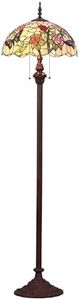 Bieye L31408 Butterfly Tiffany Style Stained Glass Floor Lamp with 16-inch Wide Handmade Lampshade Metal Base for Bedroom Living Room, 59-inch Tall