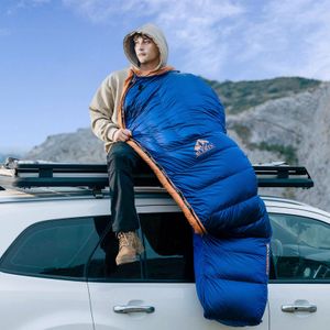 BUERTS XXL Ultralight Down Sleeping Bag – -7℃ Winter, Blue, Portable for Camping & Hiking