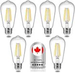 WENSHCA Dimmable Vintage LED Edison Bulbs - 6W (60W Equivalent) - High Brightness Daylight White 5000K - ST58 Antique LED Filament Bulbs with 80+ CRI - E26 Medium Base - - Clear Glass - Pack of 6