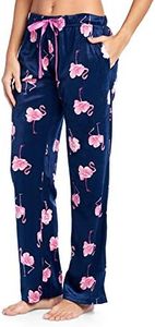 Ashford & Brooks Women's Plush Mink Fleece Pajama Sleep Pants - Navy Pink Flamingo - 2X-Large