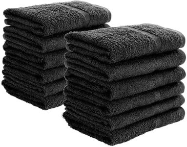 SIMPLI-MAGIC 79178 Cotton Hand Towels, 16"x27", Black, Not Bleach Proof, 12 Count