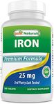 Best Naturals Iron Supplement (Iron Bisglycinate) - 25mg - 180 Tablets - Gentle of Stomach - Non-Constipating