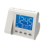 Magnasonic Projection Alarm Clock with AM/FM Radio, Battery Backup, Auto Time Set, Dual Alarm, Nap/Sleep Timer, Indoor Temperature/Date Display with Dimming & 3.5mm Audio Input - White (EAAC601W)