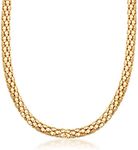 Barzel 18K Gold Plated Popcorn Necklace Mesh - Made In Brazil (20 Inches)