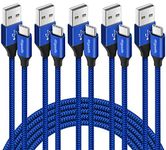 etguuds USB C Cable [5-Pack, 3/3/6/6/10 ft], USB A to USB Type C Charging Cable Fast Charge Braided Cord for iPhone 16 15 Pro Max Plus, for Samsung Galaxy S24 S23 S22 S21 S20, Pixel 8 7