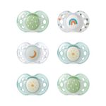 Tommee Tippee Night Time Glow in the Dark Pacifiers, Symmetrical Design, BPA-Free Silicone, 18-36 months, Pack of 6 Pacifiers