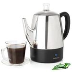 Mixpresso Small Percolator Coffee Pot Electric 4 Cup, Stainless Steel Coffee Maker, Coffee Percolator Electric With Keep Warm Function, 4 Cups Stainless Steel Percolator With Coffee Basket