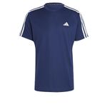 adidas Mens Train Essentials 3-Stripes Training Tee T-Shirt, Dark Blue/White, Small US