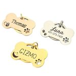 Luigi Dog Name Tag, Bone Shape Dog Tag Personalized for Pets, Engraved Dog Tag, Personalized Dog Tag, New Puppy Gifts, Rose Gold Black Silver Dog Tag (Small, Black)