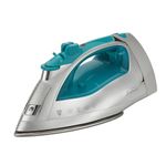 Sunbeam Turbo Steam Iron, 1700 Watt, Nonstick Ceramic Soleplate, Horizontal or Vertical Shot of Steam, Quick Heating, 3-Way Auto-Off, White and Chrome (Chrome/Teal)