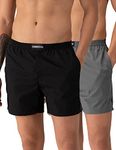 DAMENSCH Men Cotton Boxers (Pack of 2) (DAM-SLD-LBX-CAB-LG-PACK-2-M_I.Cape Black, Las Grey_M)