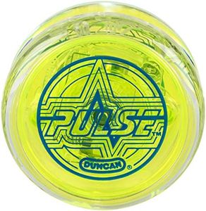 Duncan Toys Pulse LED Light-Up Yo-Yo, Intermediate Level Yo-Yo with Ball Bearing Axle and LED Lights, Clear/Green