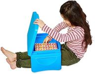 HearthSong Foldable Lap Desk for Kids with Storage - Ideal Floor Desk for Drawing, Studying, Portable Folding Travel Lap Table, Versatile Bed Desk & Lap Tray, Blue