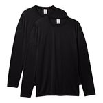 Hanes Men's Long Sleeve Cool DRI T-Shirt UPF 50-Plus, Black, Small (Pack of 2)