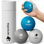 Serenilite 3X Hand Therapy Exercise Stress Ball Bundle - Tri-Density Stress Balls & Grip Strengthening - Therapeutic Hand Mobility & Restoration - Soft, Medium, Hard (Cloud, Sea Breeze, Titanium Set)