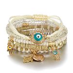 Shining Diva Fashion Latest Stylish Evil Eye Multilayer Bangle Bracelet for Women and Girls (14689b)(White)