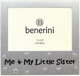 benerini ' Me and My Little Sister ' - Photo Picture Frame Gift - 5X 3.5 - Aluminium Silver Colour Gift for Her