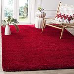 CarpetEx Soft Fluffy Plain Shaggy Rugs for Bedroom 4x6 Feet Fur Carpets for Living Room Red Color