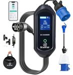 StromPuls 7.2 kW Portable EV Charger, Smart App, 1 Phase, 2.6inch Large Screen, IP65, 5 Meter TPU Cable, Adjustable Amp, Bag,Wall Holder Clips,Emergency Earthing off option, 5 Years Warranty* (Bundle)
