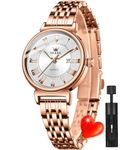 OLEVS Womens Rose Gold Watch Elegant Dress Roman Numeral Ladies Quartz Stainless Steel Wrist Watch Date