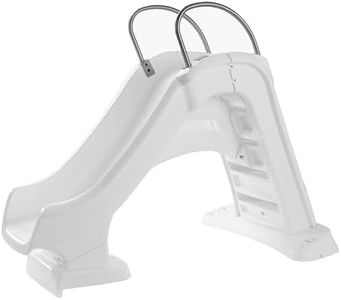 Step2 Vero Pool Slide, Outdoor/Indoor Waterproof Patio Furniture, Non-Slip Steps, Hose Attachment, Made of Durable Plastic, 4 Feet, White