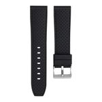 Strapseeker Perforated Stitch Soft Silicone Rubber Watch Bands- Quick-Release Watch Straps - 20mm, 22mm-Replacement Watch Bands for Men & Women-For Sports & Dive Watches (20mm, Black with Black Stitch)