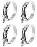 QWORK 3" T-Bolt Hose Clamp Stainless Steel, Working Range 83mm-91mm for 3" Hose ID, Turbo Intake Intercooler Clamp, 4 Pack