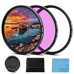 58mm Filter Kit Universal UV CPL FLD Filter Set UV Protection Filter Circular Polarizing Filter Fluorescent Filter with Lens Cap Replacement for Canon Nikon Sony Pentax Olympus Fuji Camera