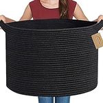 MEGASKET Large Black Blanket Basket