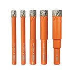 Dry Diamond Drill Bit Set,BGTEC 5pcs 6mm 6mm 8mm 10mm 12mm Hole Saw for Granite,Marble,Masonry, Concrete, Tile/Ceramic, Glass, Hard Plastic,Vacuum Brazed Diamond Core Drill Bit Kit