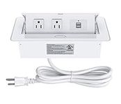 Pop up Power Strip,Recessed Electrical Outlet Power Hub Connectivity Box, Desktop Socket with 2 Outlets & 2 USB Charging Ports for Table Conference Room Countertop, UL Listed