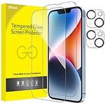 JETech Full Coverage Screen Protector for iPhone 14 Plus 6.7-Inch with Camera Lens Protector, Tempered Glass Film, HD Clear, 2-Pack Each