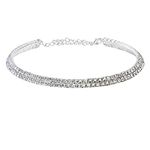 YouBella Fashion Jewellery Silver Crystal Rhinestone Choker Necklace for Women.(Valentine Gift Special). (Two line)