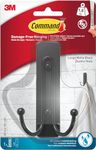 Command Large Double Bathroom Wall Hook, Matte Black - 1 Hook and 1 Water-Resistant Strip - Hook for Hanging Bath Towels - Damage Free Bath Hook with Adhesive Strip