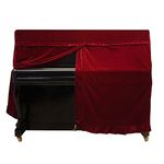 Upright Piano Cover, Colorfast Pleuche Full Piano Dust Proof Decorated Cover(Red)