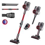 VacniQ Cordless Vacuum Cleaner, Cordless Stick Vacuum, Vacuum Cleaner Stick, Super Suction Power, Long Battery Life, Versatile Brushes (red)