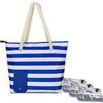 YOOMIK Wine Purse with Hidden Spout, Wine Tote Bag for Women Large Wine Spout Purse with 3x Wine Bladder Bag, Dark Blue Stripes, L, Fashion