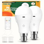 Neporal MagicGlow Rechargeable Light Bulbs with Remote, 3-Color Shift + Stepless Dimmable Battery Powered Light Bulbs, USB Rechargeable, B22 A19 Emergency LED Light Bulbs, Up to 24 Hours (B22, 2)