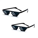 EITHEO Unisex Rimless Deal with Thug Life Square Sunglass with Polygonal 8 Bits Style Pixel and Nose Pad (Pack 2, Thug Cool)