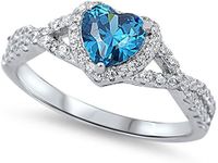 Heart Blue Simulated Topaz Halo Inf