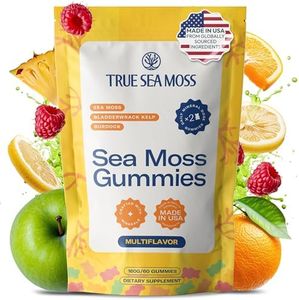 TrueSeaMoss Sea Moss Gummies with Bladderwrack & Burdock Root – Vegan Formula for Adults & Kids – Fruity Flavor – 60 Gummies (Pouch May Vary)