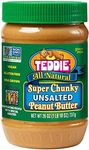 Teddie All Natural Peanut Butter, Gluten Free & Vegan, 26 Ounce Plastic Jar (26 Ounce (Pack of 1), Super Chunky Unsalted)