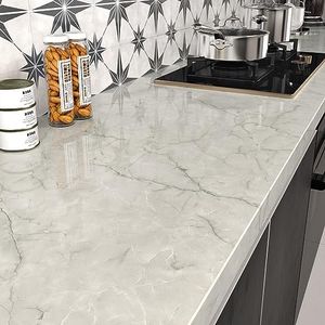 White/Gray Marble Contact Paper Peel and Stick Countertops Contact Paper Marble Wallpaper Stick and Peel Self Adhesive Removable Granite Wall Paper Vinyl Waterproof Wallpapers for Drawer Liner